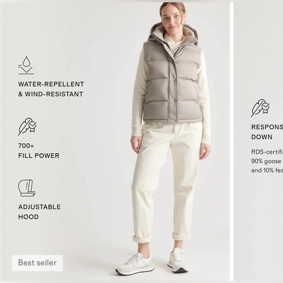 Quince Responsible Hooded Blue down filled Puffer Vest - Picture 12 of 12